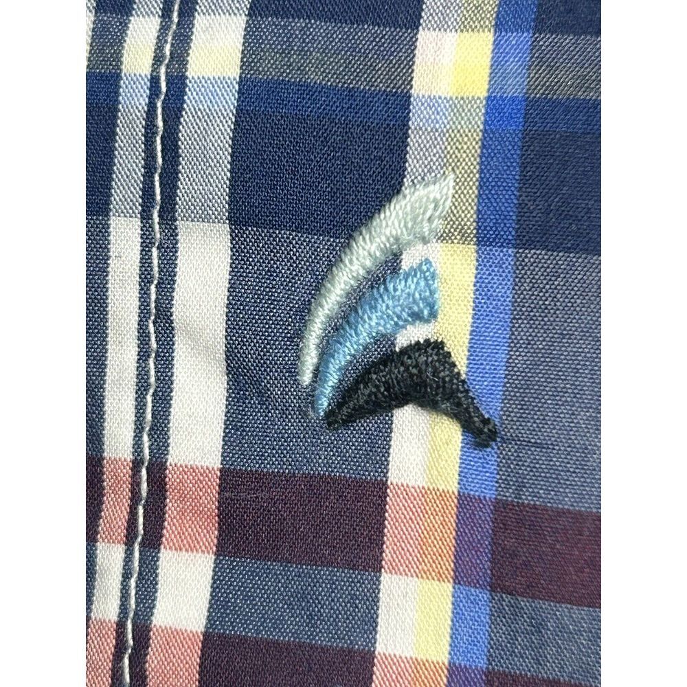 Tailor Vintage Men's Performance Medium Red Blue Plaid Long Sleeve Button Down‎ - Picture 5 of 9